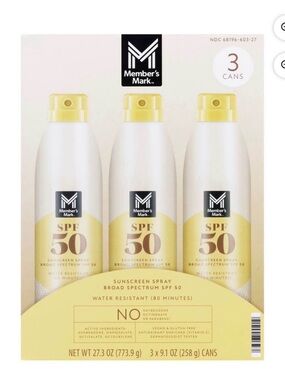 Member's Mark SPF 50 Sunscreen Spray - Yellow & White (3 Pack)